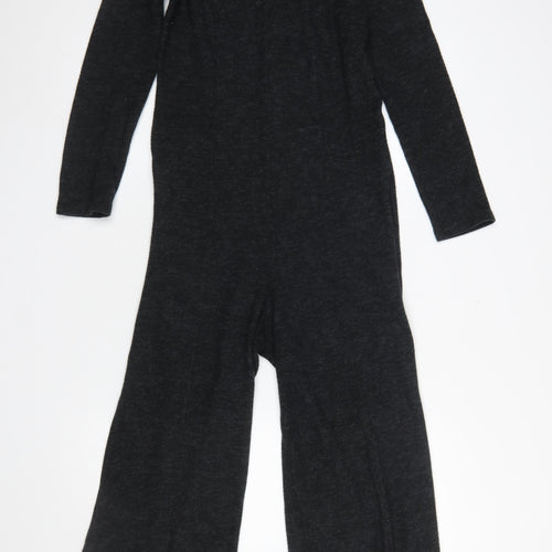 Zara Women Black Long Sleeve High Neck Wide-Leg Jumpsuit Size S