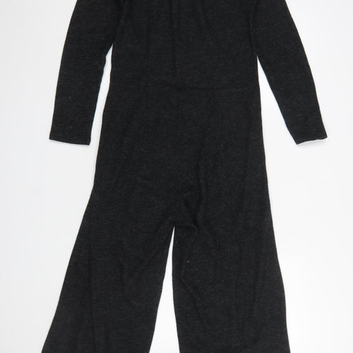 Zara Women Black Long Sleeve High Neck Wide-Leg Jumpsuit Size S