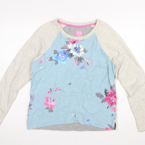 Joules Women Blue Floral Long Sleeve Pullover Sweatshirt UK 14