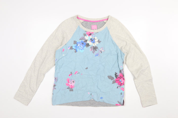 Joules Women Blue Floral Long Sleeve Pullover Sweatshirt UK 14