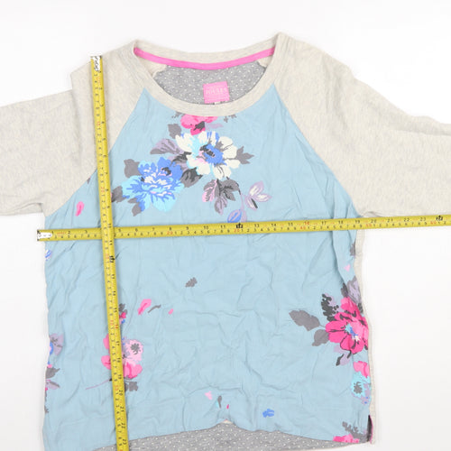 Joules Women Blue Floral Long Sleeve Pullover Sweatshirt UK 14