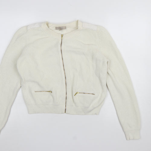 Banana Republic Women Ivory Full Zip Knit Jumper L