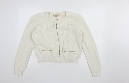 Banana Republic Women Ivory Full Zip Knit Jumper L