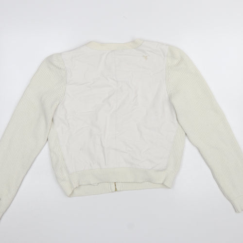 Banana Republic Women Ivory Full Zip Knit Jumper L