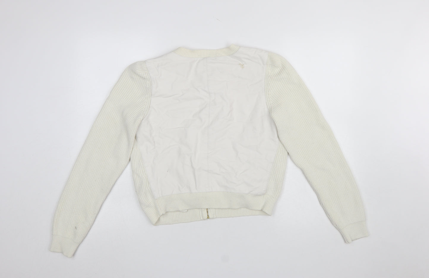 Banana Republic Women Ivory Full Zip Knit Jumper L