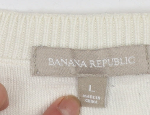 Banana Republic Women Ivory Full Zip Knit Jumper L