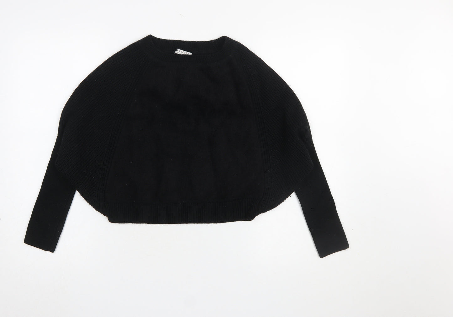 SELECTED Womens Black Wool Blend Dolman Sleeve Pullover Jumper M