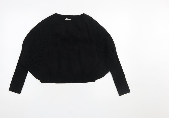 SELECTED Womens Black Wool Blend Dolman Sleeve Pullover Jumper M