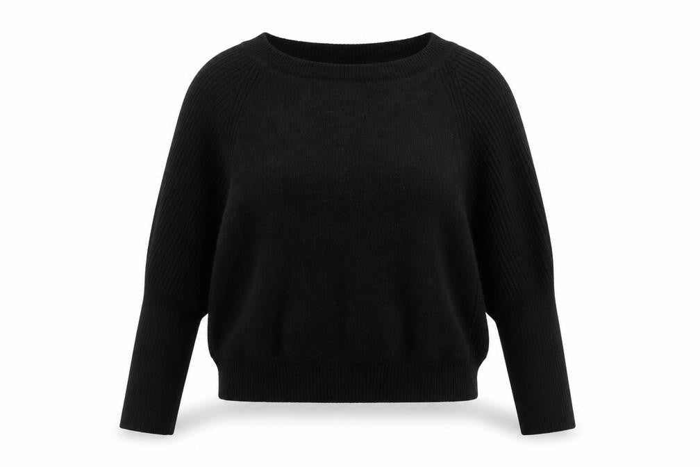 Front view of SELECTED women’s black wool blend dolman sleeve jumper m