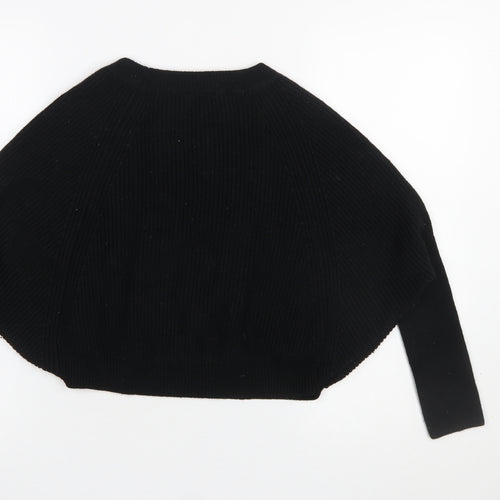 SELECTED Womens Black Wool Blend Dolman Sleeve Pullover Jumper M