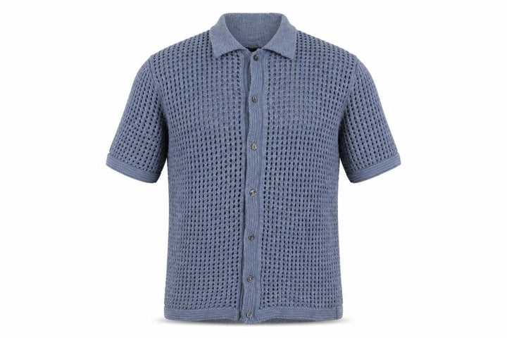 Abercrombie & Fitch Men’s Blue Open-Knit Short Sleeve Cardigan L