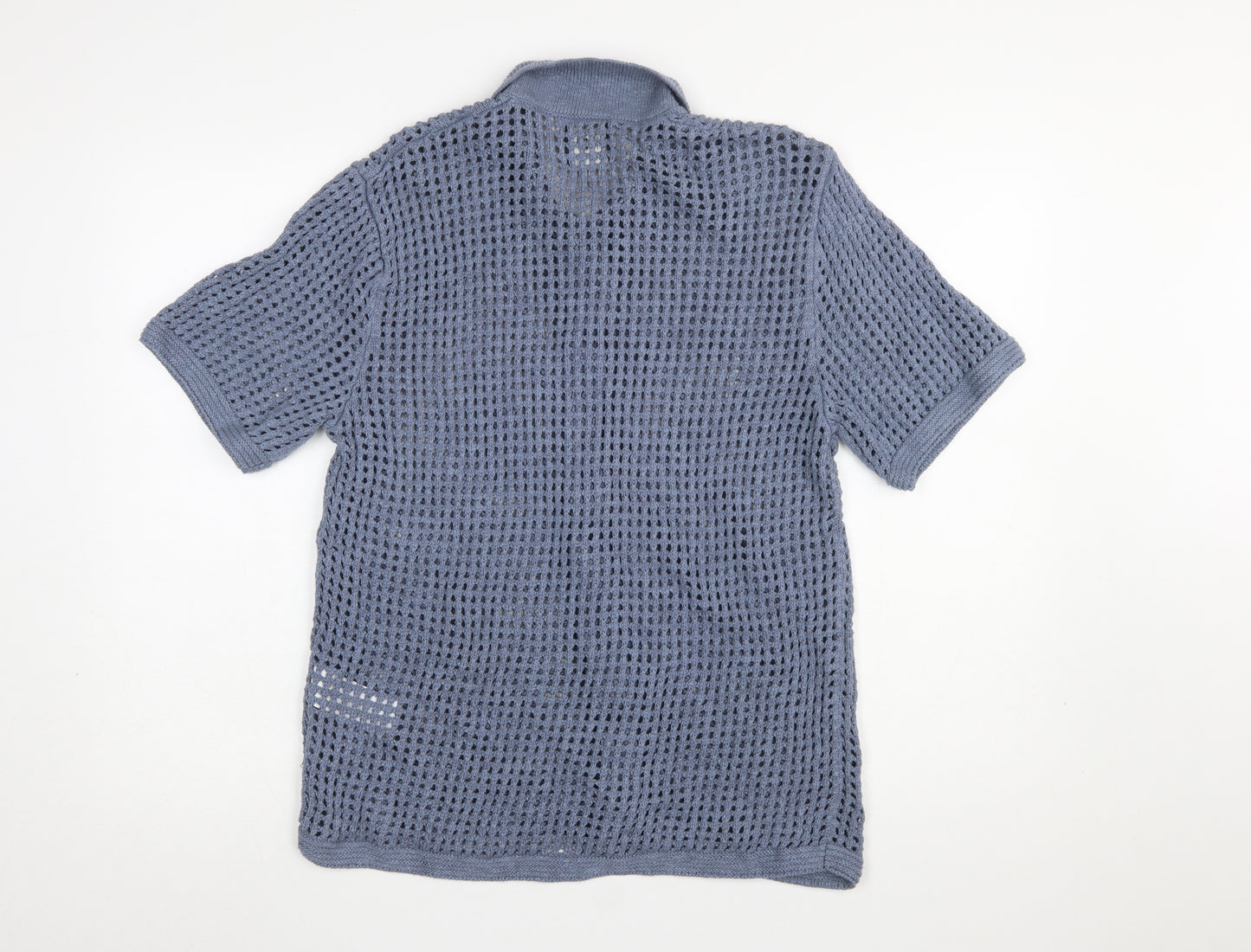 Abercrombie & Fitch Men’s Blue Open-Knit Short Sleeve Cardigan L