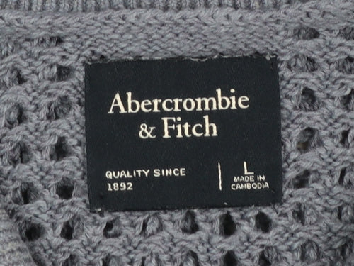 Abercrombie & Fitch Men’s Blue Open-Knit Short Sleeve Cardigan L