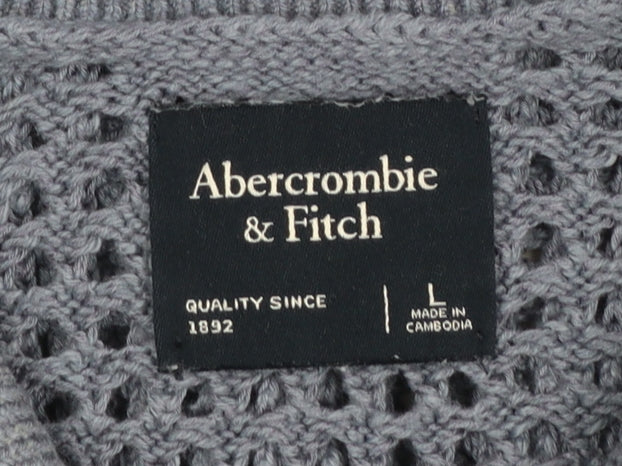 Abercrombie & Fitch Men’s Blue Open-Knit Short Sleeve Cardigan L
