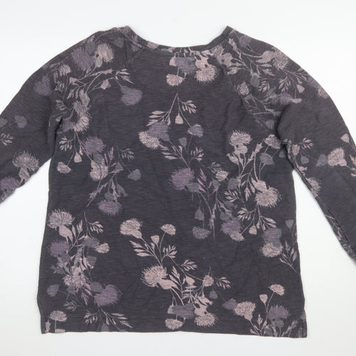 Next Women Grey Floral Cotton Pullover Sweatshirt UK 16