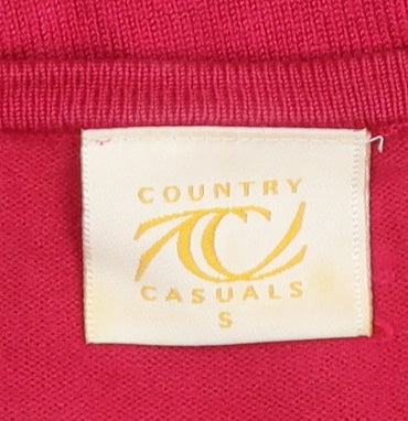 Country Casuals Womens Red Floral Embroidered Knit Cardigan S