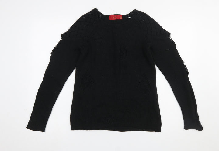 Tigerlily Women’s Black Knit Cold Shoulder Crew Neck Pullover Jumper Size 10