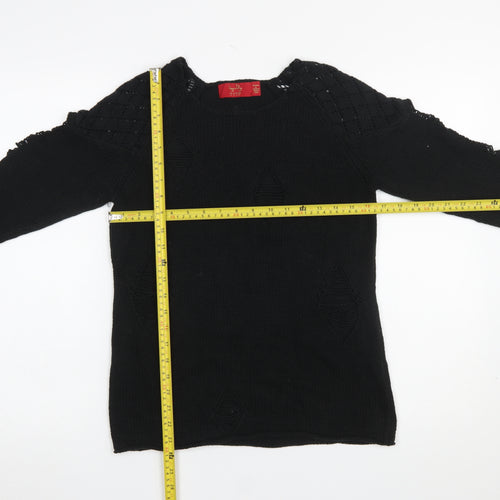 Tigerlily Women’s Black Knit Cold Shoulder Crew Neck Pullover Jumper Size 10