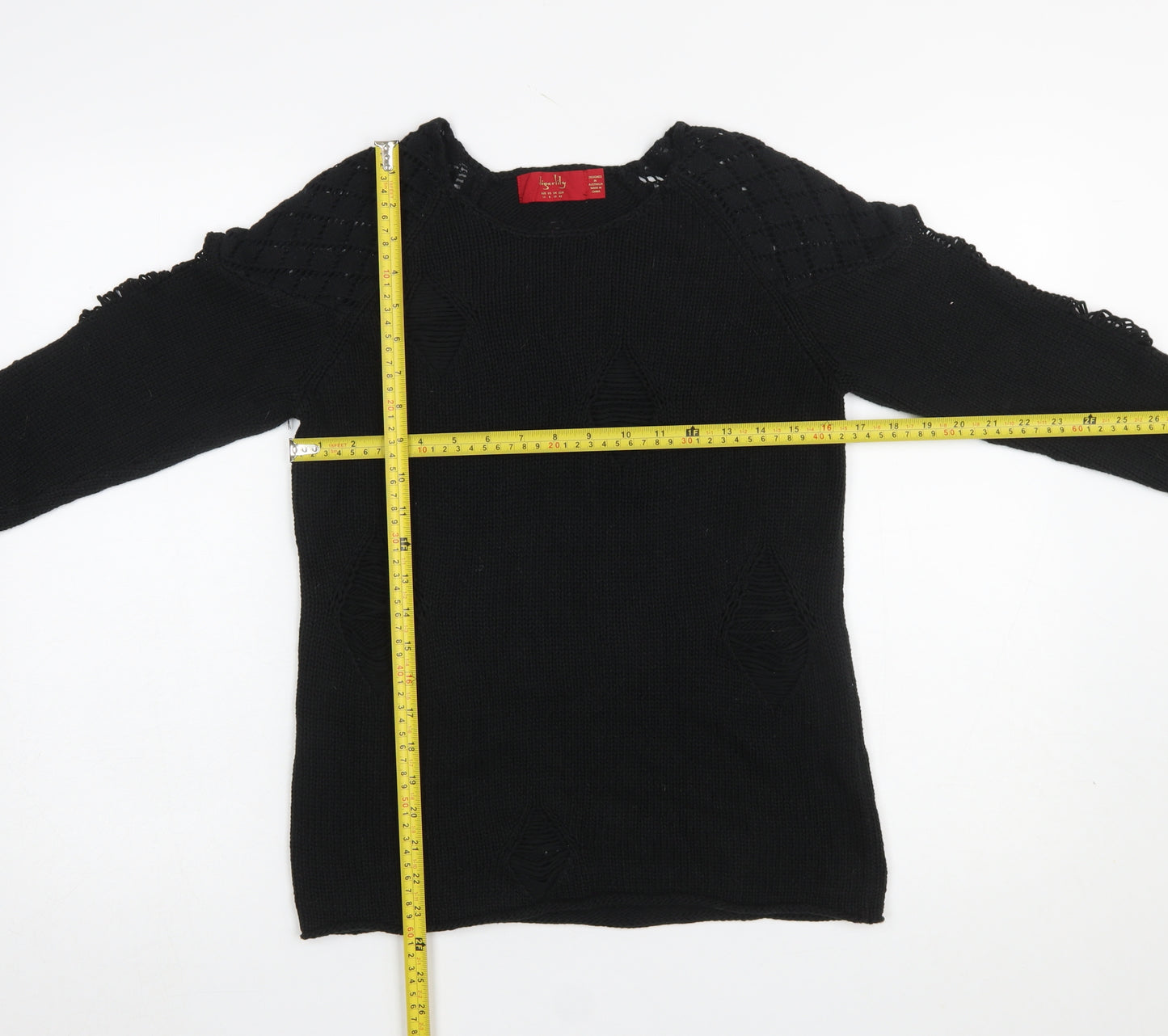 Tigerlily Women’s Black Knit Cold Shoulder Crew Neck Pullover Jumper Size 10