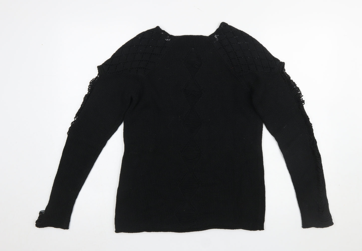 Tigerlily Women’s Black Knit Cold Shoulder Crew Neck Pullover Jumper Size 10