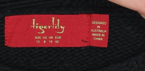Tigerlily Women’s Black Knit Cold Shoulder Crew Neck Pullover Jumper Size 10
