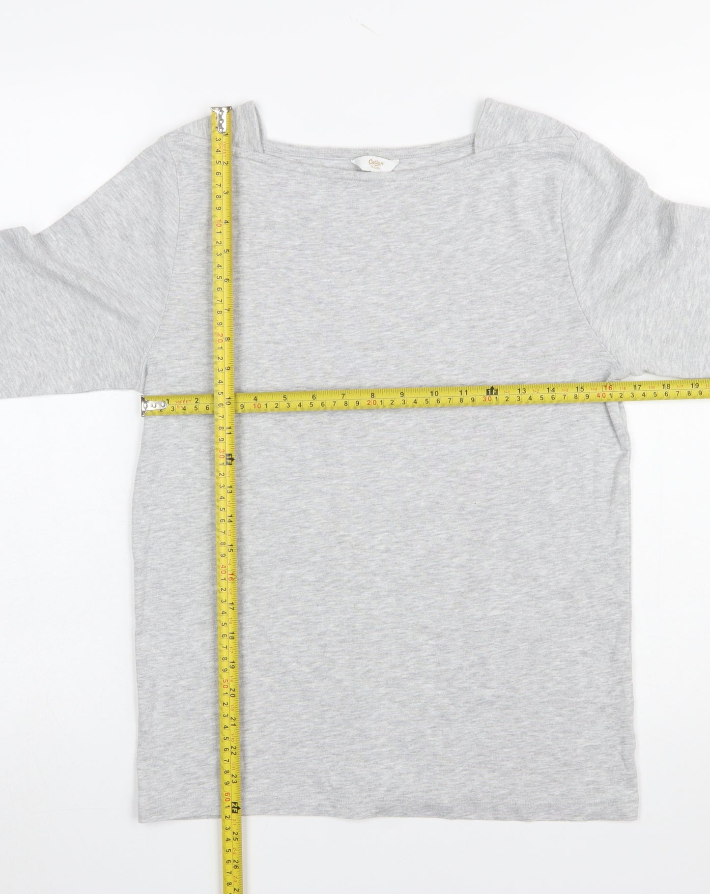 Cotton Traders Womens Grey Long Sleeve Basic Jersey T-Shirt Size 14