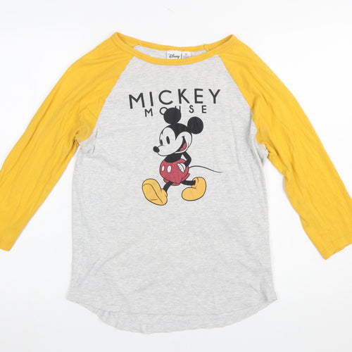 Disney Womens Grey Mickey Mouse 3/4 Sleeve Nightshirt L