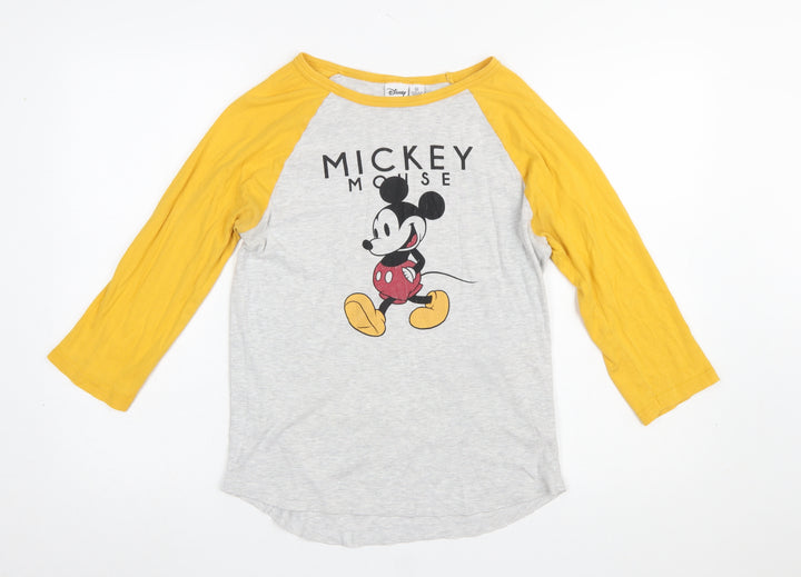 Disney Womens Grey Mickey Mouse 3/4 Sleeve Nightshirt L