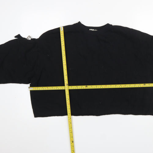 ZARA Trafaluc Women Black Long Sleeve Buckle Pullover Sweatshirt S
