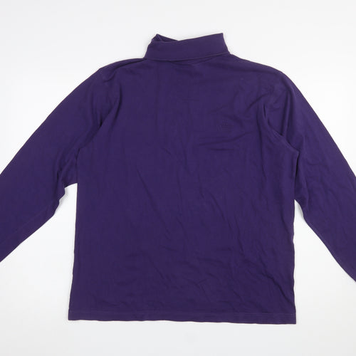 Cotton Traders Men’s Purple Roll Neck Long Sleeve T-Shirt M Regular Fit