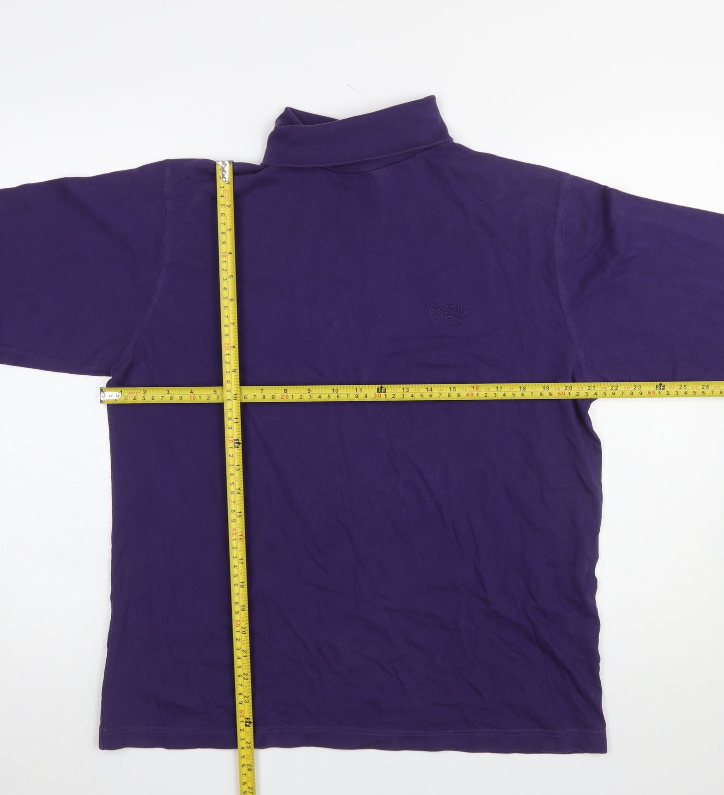 Cotton Traders Men’s Purple Roll Neck Long Sleeve T-Shirt M Regular Fit