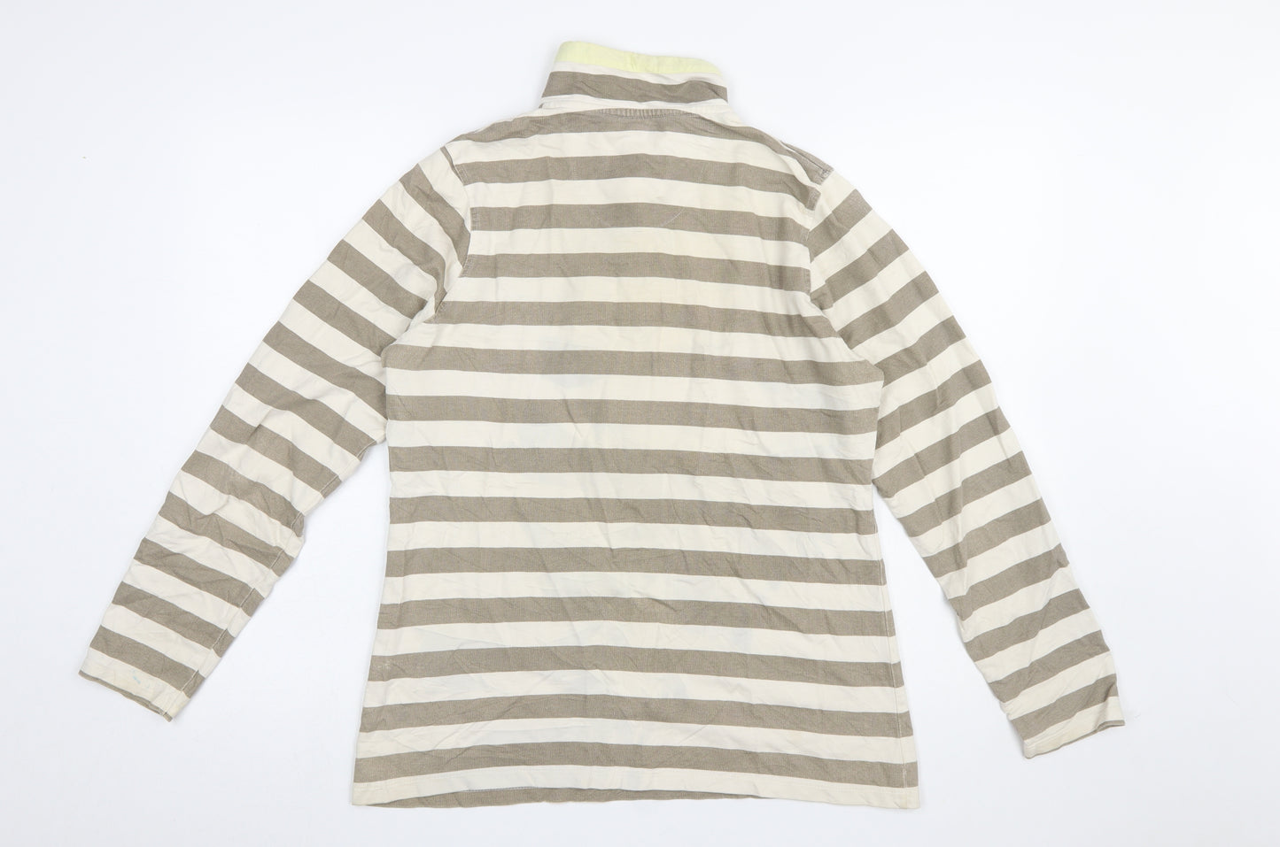 Regatta Women Beige Stripe Henley Sweatshirt UK 10 Cotton Button Detail