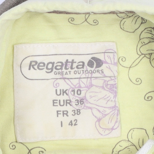 Regatta Women Beige Stripe Henley Sweatshirt UK 10 Cotton Button Detail