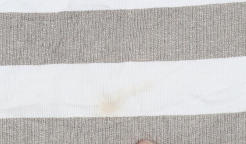 Regatta Women Beige Stripe Henley Sweatshirt UK 10 Cotton Button Detail