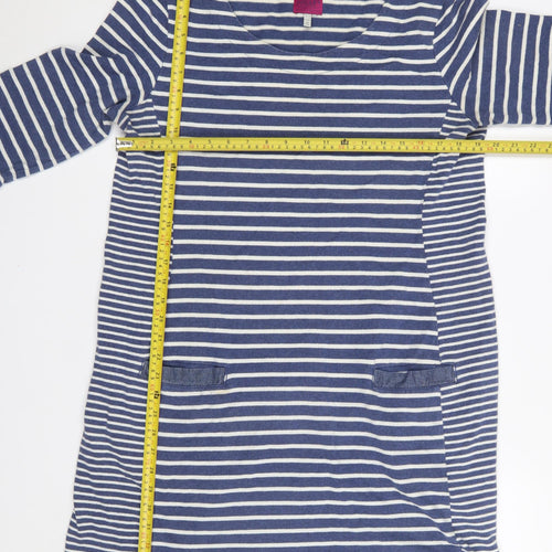 Joules Women Blue Stripe Cotton Shift Dress Size 18 3/4 Sleeve