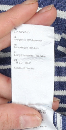 Joules Women Blue Stripe Cotton Shift Dress Size 18 3/4 Sleeve