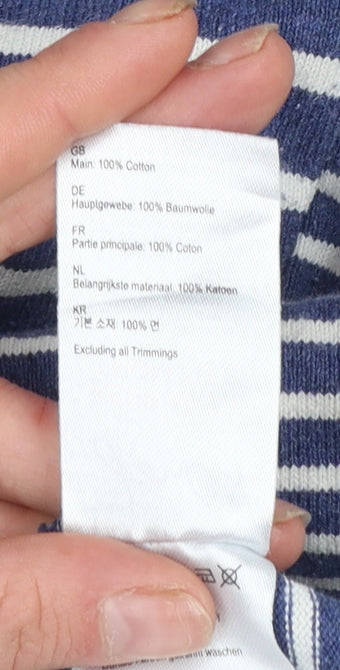 Joules Women Blue Stripe Cotton Shift Dress Size 18 3/4 Sleeve