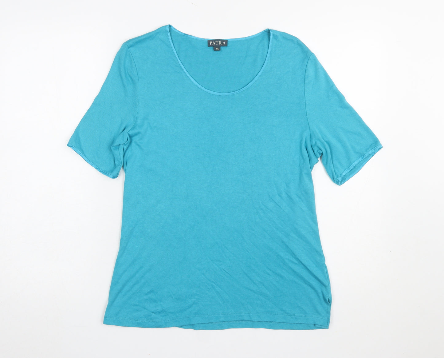 Patra Women's Blue Bamboo Cotton Short Sleeve T-Shirt M