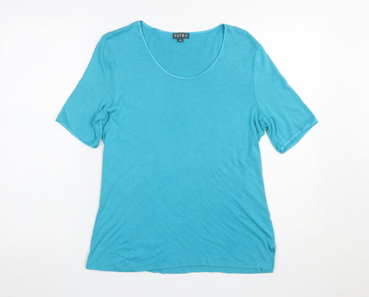 Patra Women's Blue Bamboo Cotton Short Sleeve T-Shirt M