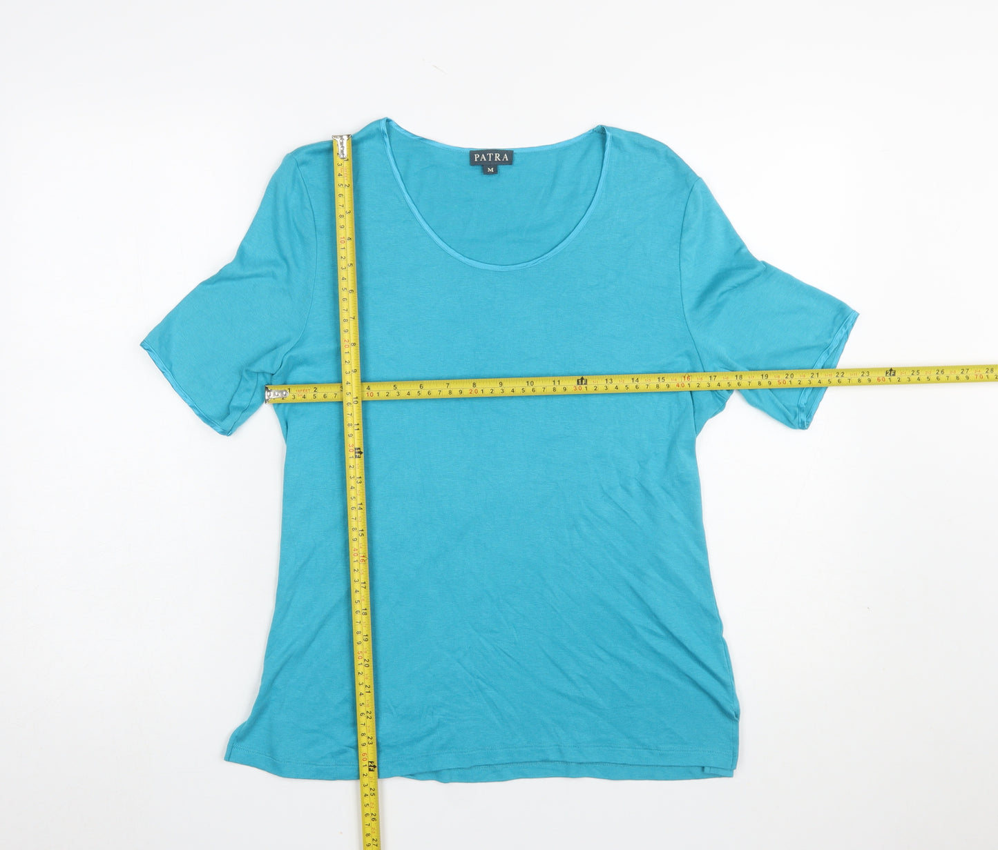 Patra Women's Blue Bamboo Cotton Short Sleeve T-Shirt M