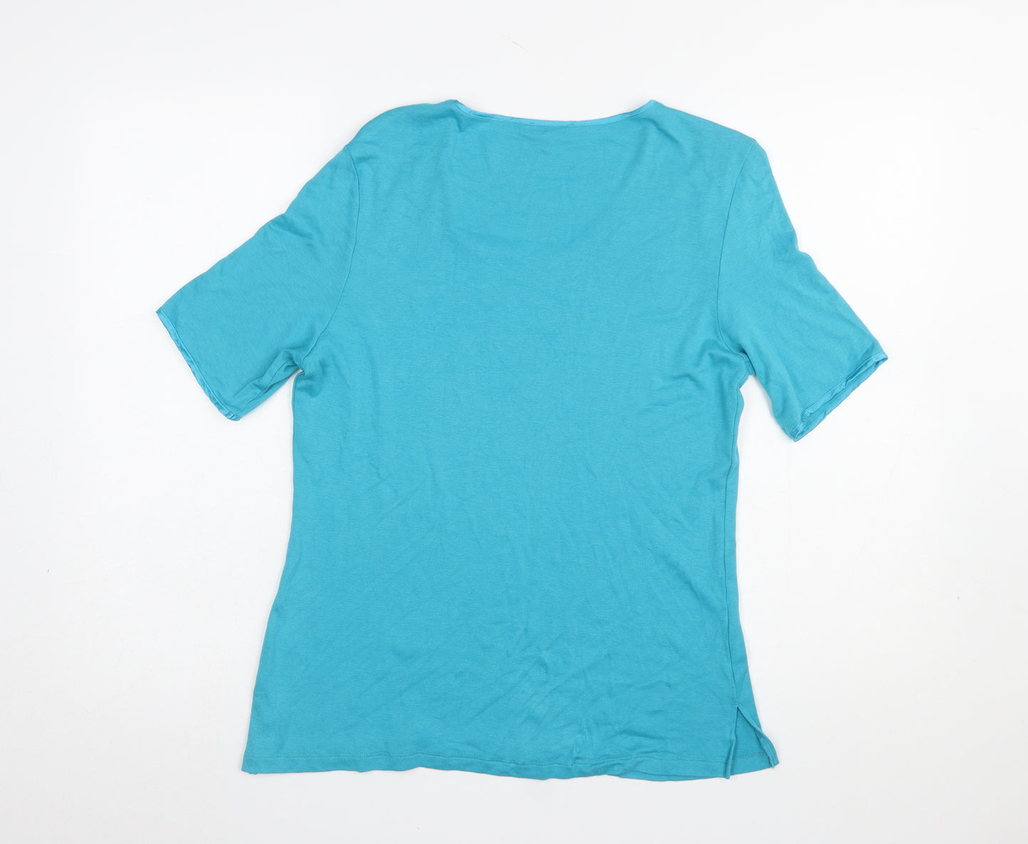 Patra Women's Blue Bamboo Cotton Short Sleeve T-Shirt M