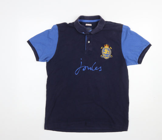 Joules Men's Blue Classic Fit Polo Shirt M Embroidered Logo Cotton