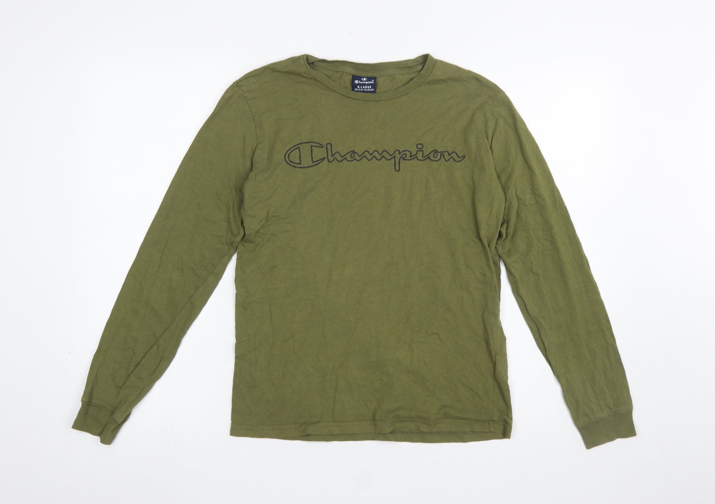 Champion Boys Green Long Sleeve Logo T-Shirt Size 13-14 Years