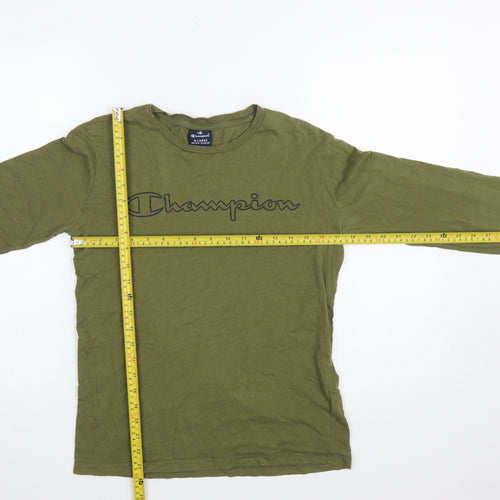Champion Boys Green Long Sleeve Logo T-Shirt Size 13-14 Years