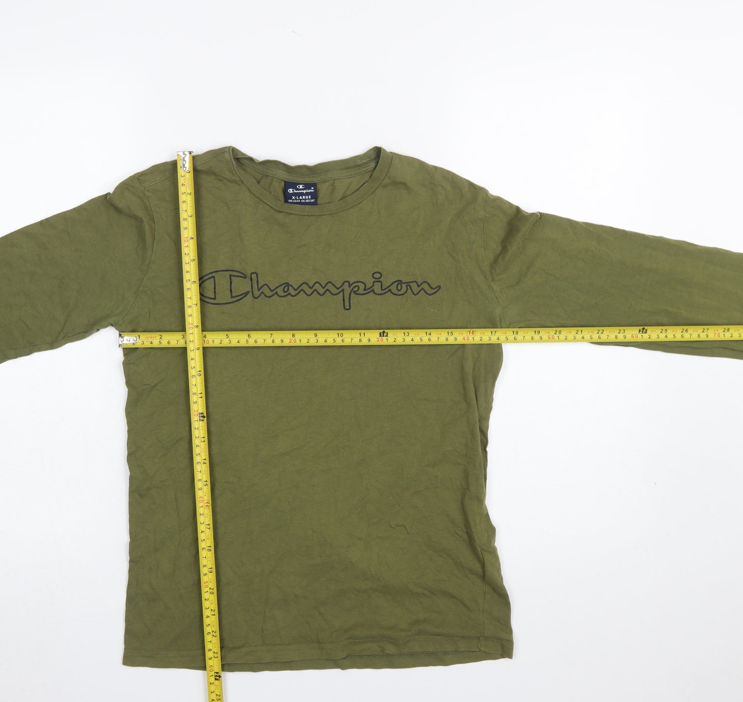 Champion Boys Green Long Sleeve Logo T-Shirt Size 13-14 Years
