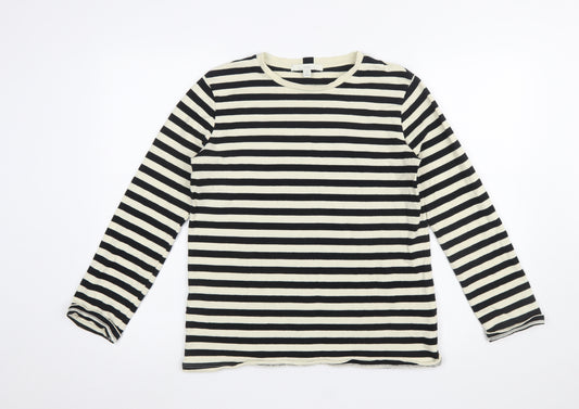 Next Womens Black Striped Long Sleeve Cotton T-Shirt Size S