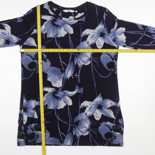 Isle Essentials Women's Blue Floral Long Sleeve Stretch Top Size 14