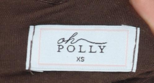 Oh Polly Women Brown Off Shoulder Cropped Long Sleeve Blouse XS