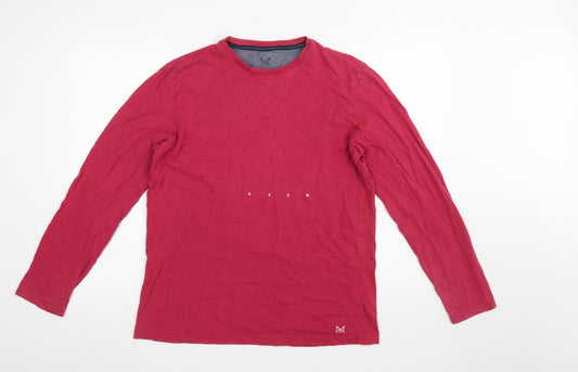Crew Clothing Company Men's Red Cotton Long Sleeve Pyjama Top M