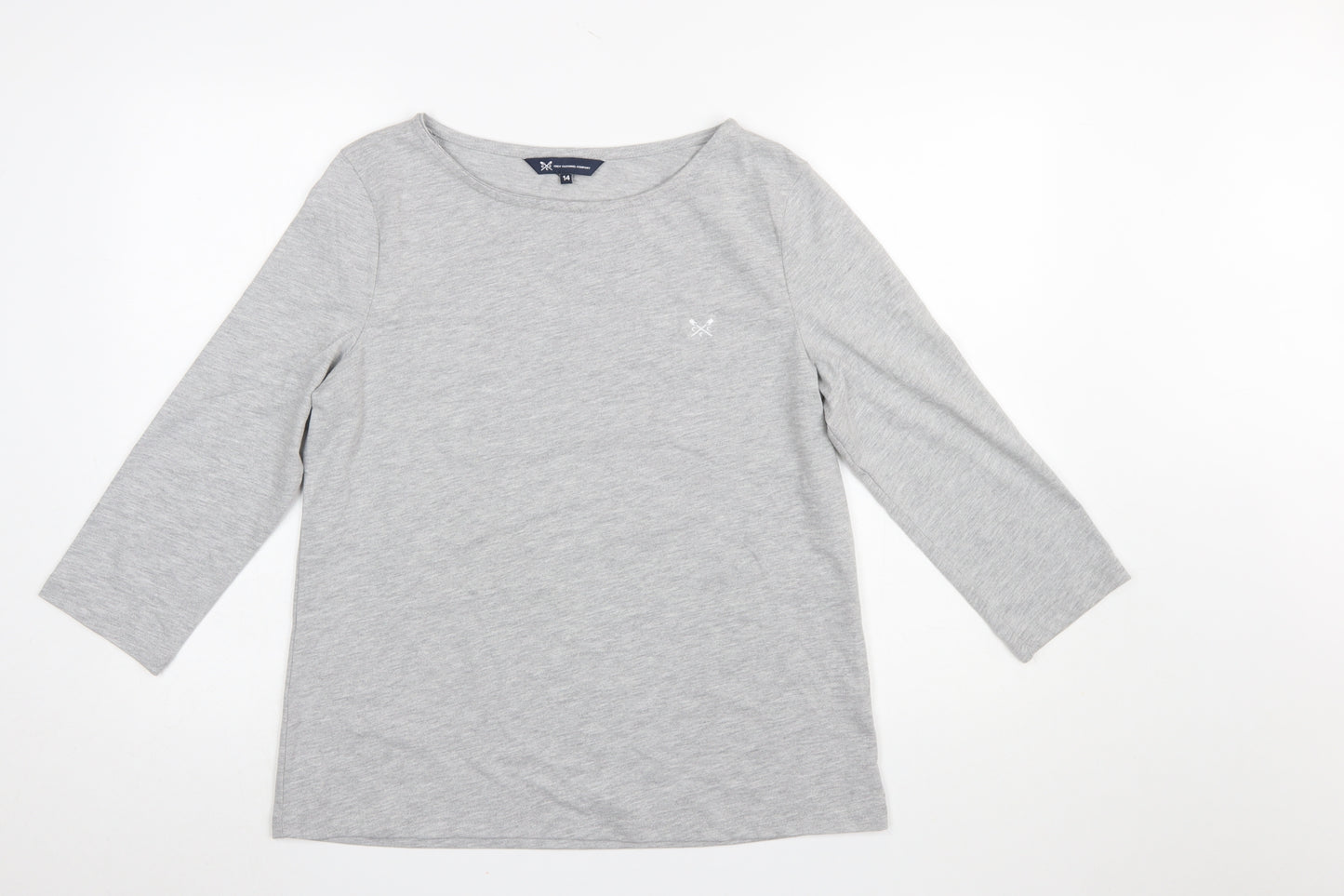 Crew Clothing Women’s Grey 3/4 Sleeve Boat Neck Jersey T-Shirt Size 14